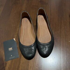 Frye Carson Ballet Flats Womens Size 8M Black Leather Slip On Round Toe Shoes